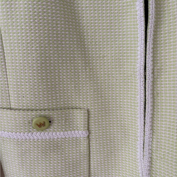 Worth New York Woven Green and White Clasp Blazer Jacket Size 8 - Picture 5 of 8